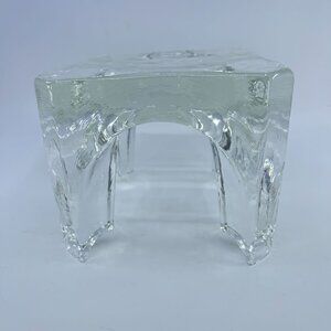 vintage lead crystal glass pedestal trivet riser by chantal